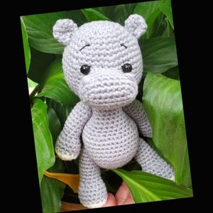 Crochet Hippo Stuffie OOAK Limited Edition